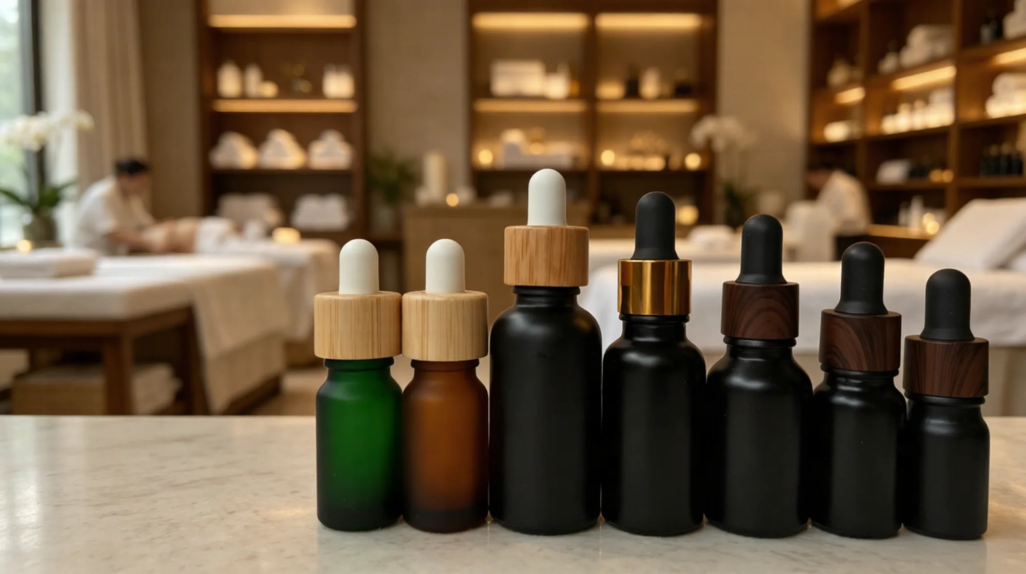 Spa and aromatherapy dropper bottle display