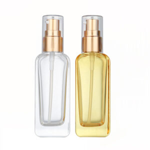 Pump bottle with golden pump and transparent cover - Empty Refillable Glass Lotion Pump Press Essential Oil Bottles Soap Dispensers Containers Jars For Foundation Cream Makeup Removel Oil Haircare Oil Shampoo Travel Accessories